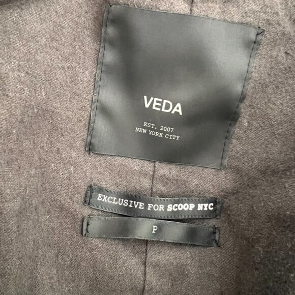 Veda for Scoop dark gray leather cotton casual jacket size S - Picture 5 of 6